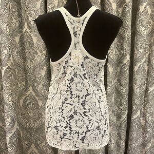 chaser gray/cream Lace Racerback tank camisole